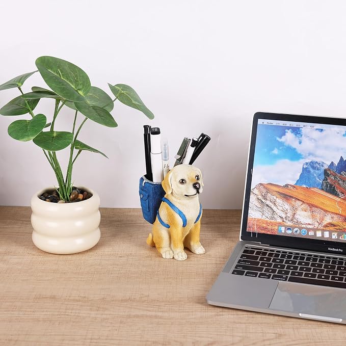 Labrador Retriever Statue - Dog Pen Holder, Dog Figurine, Cute Animal Pencil Holder, Puppy Pencil Holder, Desk Accessories, Home Office Decor, Office Supplies, Desk Organizer, Novelty Pen Cup
