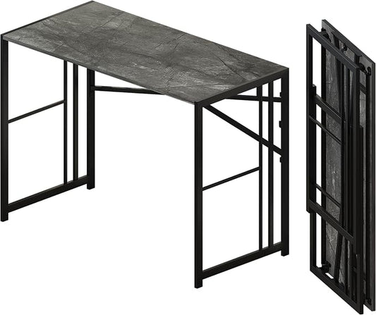 Lutown-Teen Folding Desk 40 inch Writing Gaming Computer Camping Desk, No Assembly Required Home Office Table, Grey