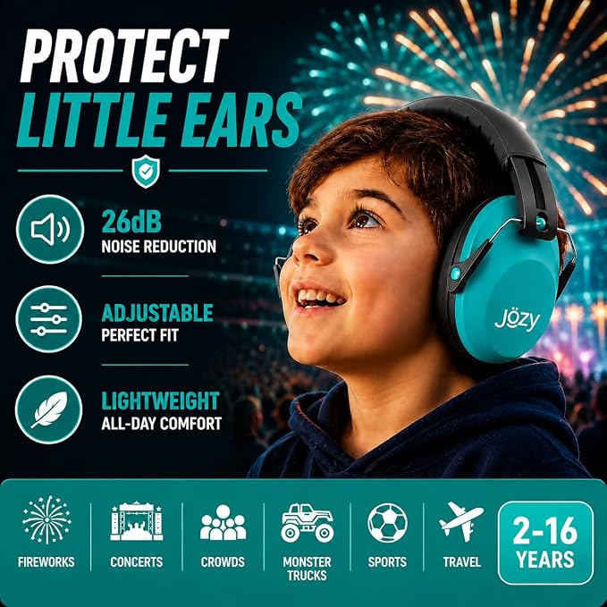 Jozy Noise Canceling Headphones for Kids, SNR 26dB Ear Protection for Autism, Sound Proof Sensory Muffs for Hearing, Concerts