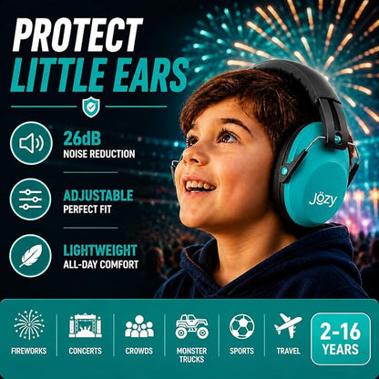 Jozy Noise Canceling Headphones for Kids, SNR 26dB Ear Protection for Autism, Sound Proof Sensory Muffs for Hearing, Concerts