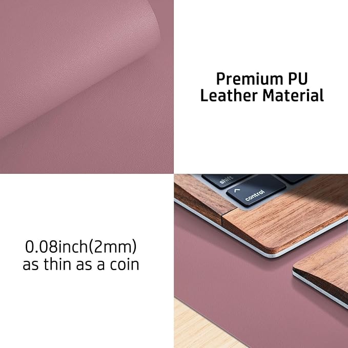 Bloss Leather Desk Pad Protector, Mouse Pad, Office Desk Mat, 31.5" x 15.7" Non-Slip PU Leather Desk Blotter, Laptop Desk Pad, Waterproof DeskWriting Pad for Office and Home (Dark Red)
