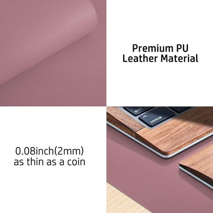 Bloss Leather Desk Pad Protector, Mouse Pad, Office Desk Mat, 31.5" x 15.7" Non-Slip PU Leather Desk Blotter, Laptop Desk Pad, Waterproof DeskWriting Pad for Office and Home (Dark Red)