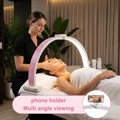 Half Moon Light for Nail Desk 31" Foldable LED Nail Desk Lamp with Phone Holder, Professional Nail Tech Light for Manicure & Beauty Studio