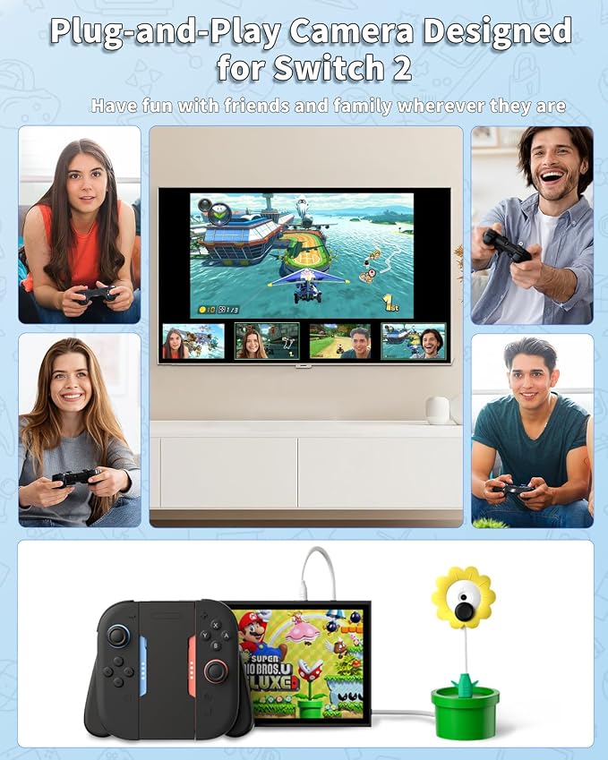 HD Camera for Switch 2, USB Video Camera for Nintendo Switch 2 | Video Game Camera for Switch 2, Privacy Sliding Lens Cover, Plug and Play, Auto Recognition, Cute Lollipop Design