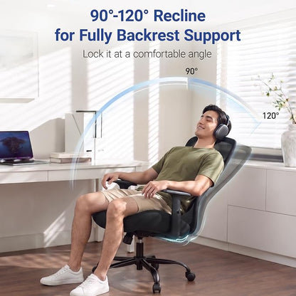 High Back Office Chair, Big and Tall Office Chair Ergonomic Comfy Chair Executive Desk Chair for Heavy Duty People 450Lbs Computer Chair with Adjustable Lumbar Support & Flip-up Arms