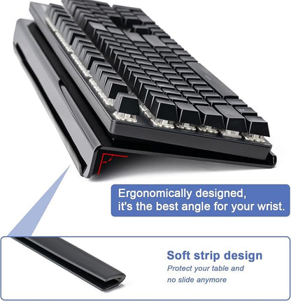 BOOMIBOO Black Acrylic Tilted Computer Keyboard Holder for Ergonomic Typing, Keyboard Stand with Silicone Anti-Slip Strip, 17 x 5.7 Inch Keyboard Tray for Office Desk, Home, School | Keyboard Stand with Silicone Anti-Slip Strip, 17 x 5.7 Inch Keyboard ...