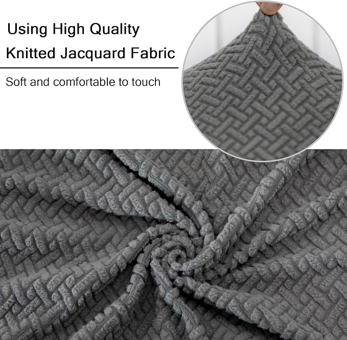 MIFXIN Computer Office Chair Cover Stretch Elastic Polyester Slipcover 2 Piece Stretchable Jacquard Computer Chair Cover Protector for Office Rotating Chairs, Only Covers (Silver Grey)