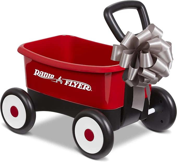 Radio Flyer Push & Pull Walker Wagon, Red, for Kids 1-4 Years Old, Locking Handle for Stability, Baby Push Walker Converts to Pull Wagon, for Indoor & Outdoor Play
