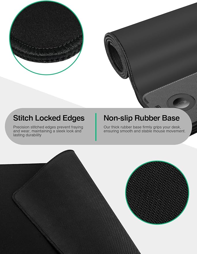 Mouse Pad with Magnetic Wireless Charging, Large Desk Mat, Non-Slip Mouse Mat, Keyboard Pad for Gaming, Desk, Office, PC