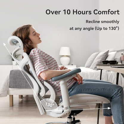 SIHOO Doro C300 Ergonomic Office Chair with Ultra Soft 3D Armrests, Dynamic Lumbar Support for Home Office Chair, Adjustable Backrest Desk Chair, Swivel Big and Tall Computer Chair 2 Packs (Grey)