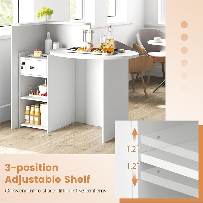 Tangkula Reception Desk, Front Counter Desk with Lockable Drawer & Adjustable Shelf, Oval Desktop, Retail Counter for Checkout, Computer Workstation for Salon Lobby Home Office