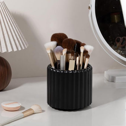 Anyoifax 360° Rotating Pen Holder 7 Slots Desk Organizer Removable Pencil Cup Plastic Art Supplies and Accessories Desktop Storage Box Caddy for Office, School, Home (Black)