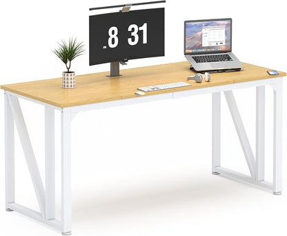 NSdirect Computer Desk 63×23.6Inch Gaming Desk with Deeper & Thicker Desktop, Office Desk Work Desk for Home Office, Natural