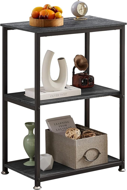 VECELO Tall End Side Table,30" Height Nightstand with 3-Tier Storage Shelf for Living Room Bedroom Office Hallway Study
