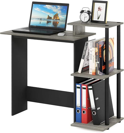 Furinno EFFICIENT Desk, 28.6" Wide Gaming Desk with 3 Open Side Shelves, Laptop Notebook Computer Desk, Office Desk for Home Office, Study Room, Dorm, Bedroom, French Oak
