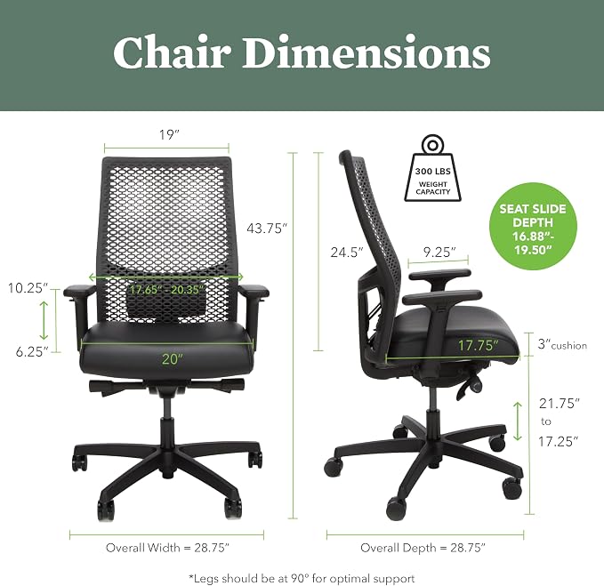 HON Ignition 2.0 ReActiv Ergonomic Office Chair, Mesh Desk Chair with Lumbar Support, Advanced Synchro‑Tilt, Height and Width Adjustable Arms, Swivel Wheels, Black Frame, Nimbus