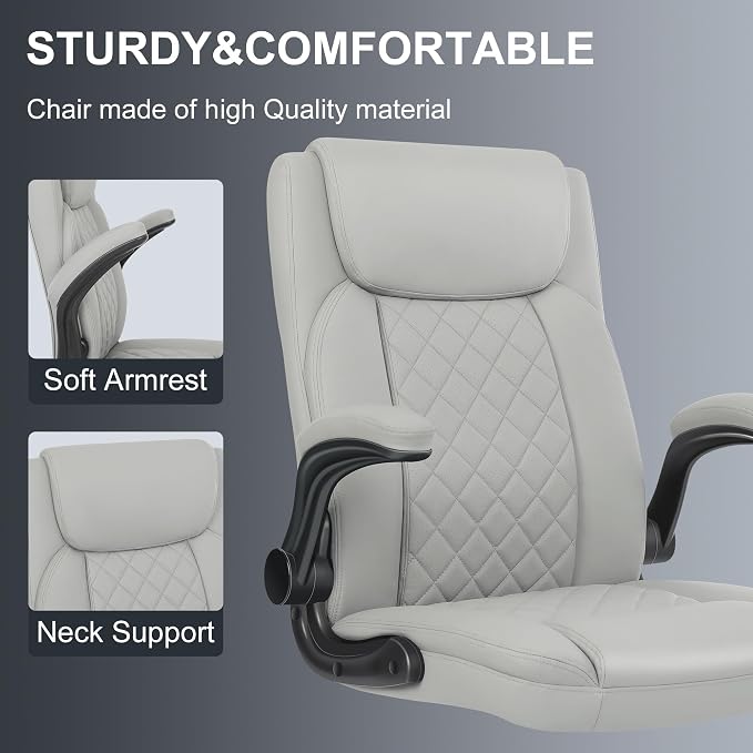 Misolant Drafting Chair, Tall Office Chair for Standing Desk, Standing Chair with Adjustable Height and Flip-up Armrest, Leather Drafting Chair, High Office Chair for Counter Height Desk