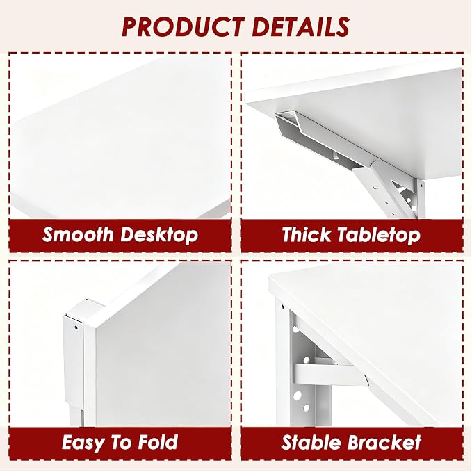 Need Small Fold Down Table Wall Mounted Heavy Duty Small Folding Wall Table Length 30 inches Width 20 inches Perfect Addition to Laundry Room/Home Bar/Kitchen & Dining Room AC15DW(7650)