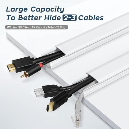 Cable Cover, 62.8in Paintable Cord Cover Kit, Hide Cords for TV, Cord Concealer Cable Channel 4xL15.7in W0.98in H0.5in