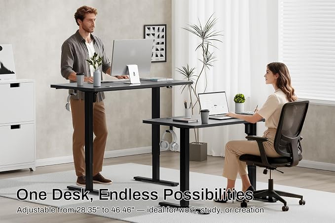 Standing Desk Electric Height Adjustable Desk 39.37 x 23.6 Inches Sit Stand up Desk, Computer Home Office Desk Memory Preset with Two-Piece Desktop (Black, 40 * 24 Inch)