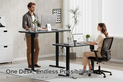Standing Desk Electric Height Adjustable Desk 48 x 23.6 Inches Sit Stand up Desk, Computer Home Office Desk Memory Preset with Two-Piece Desktop (Black, 48 * 24 Inch)