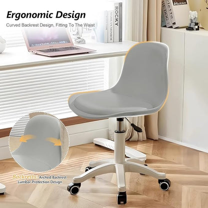 Home Office Chairs, Small Swivel Rolling Desk Chair with Silent Wheels and Low-Back,Armless Heavy-Duty Vanity Chair Height Adjustable for Bedroom,Students,Study,Teens