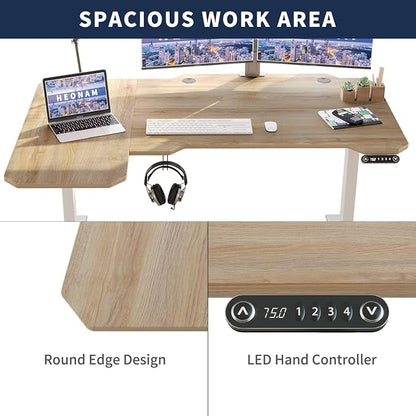 Ergonomic Electric Standing Desk 59 Inch, Height Adjustable Sit Stand Desk with Memory Keypad and Large Work Surface