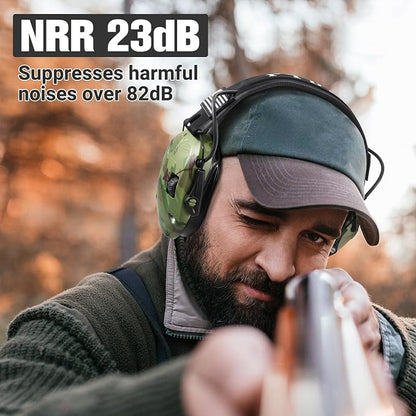 Electronic Shooting Ear Protection w/Gel Pads, 23dB NRR Active Noise Reduction & 3X Amplification Headset for Shooters