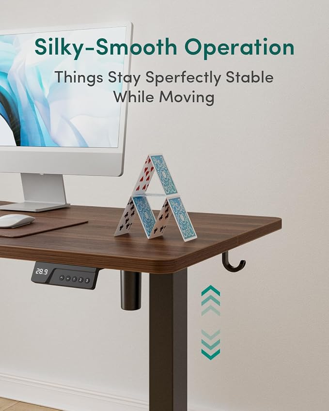 CubiCubi 63 x 28 Large Standing Desk, Height Adjustable Electric Computer Desk, 28" Deep Desktop, Sit Stand up Home Office Workstations with Preset Heights, Black Walnut