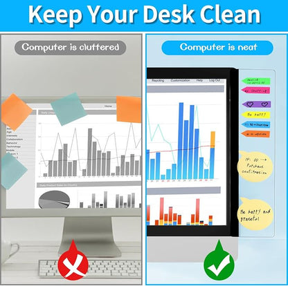 Monitor Memo Board, 4PCS Transparent Computer Monitor Side Panel Creative Desktop Memo Board, Acrylic Desktop Computer Sticky Note Holder for Home Office