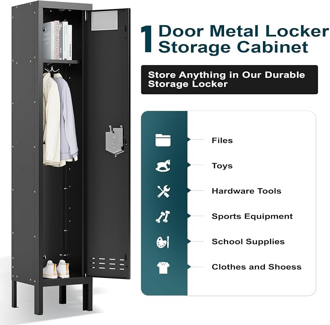 BUTISOW Metal Lockers - 66" Height Steel Lockers for Employees with Door Storage Locker with Card Slot for Employees Gym School Home Office Garage - Assembly Required
