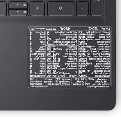 Synerlogic (100pcs) Word/Excel Windows Shortcut Sticker | Reference Guide Keyboard Shortcuts | Work from Home Essentials | Excel Shortcuts Cheat Sheet Laminated Vinyl (Clear/White/Small/100)