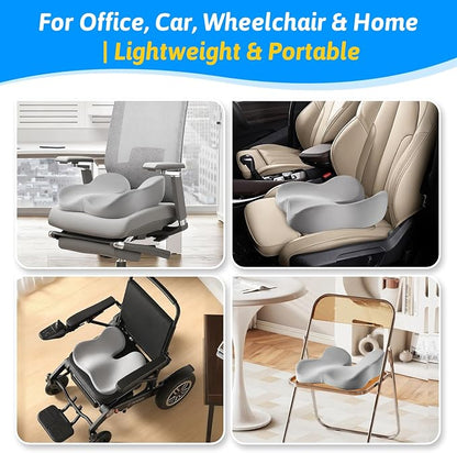 Dreamer Car Seat Cushion for Tailbone & Sciatica Pain Relief | Certified & Ergonomist-Designed,Tapered Front Edge Reduces Thigh Pressure,Wide Memory Foam for Office Chair, Car, Wheelchair