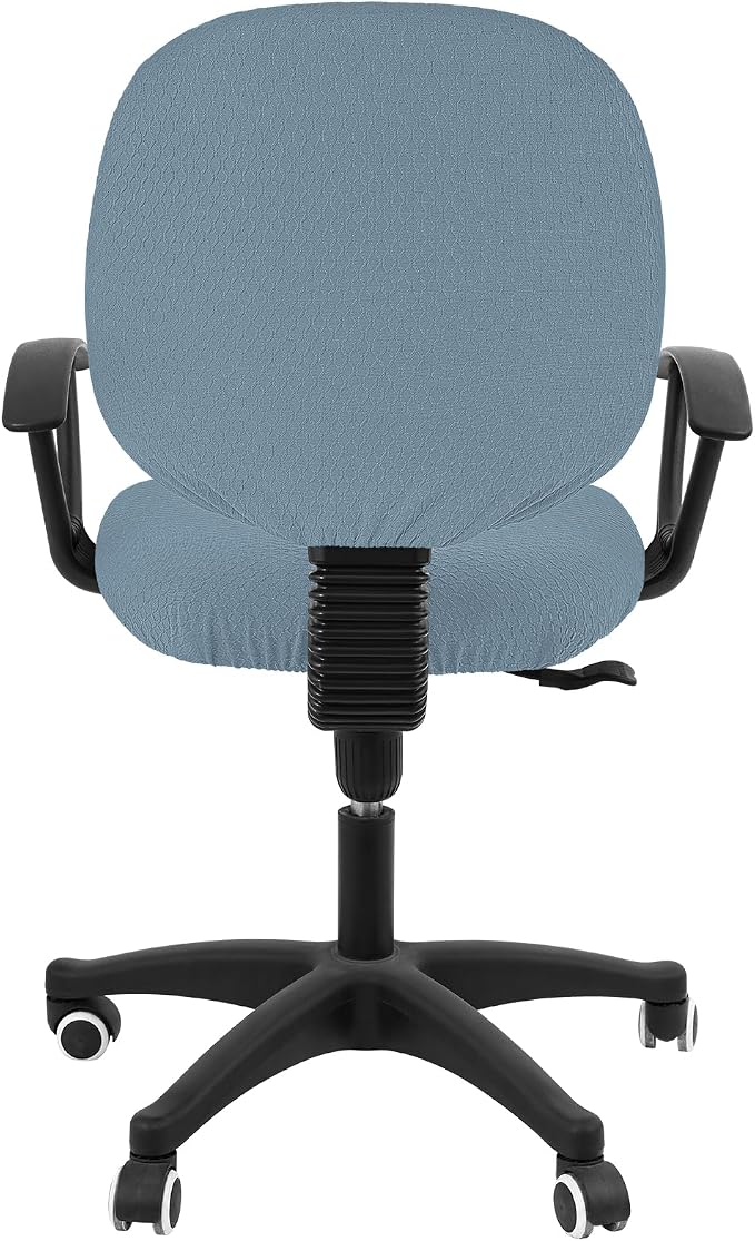 Smiry Stretch Jacquard Office Computer Chair Covers, Removable Washable Universal Desk Rotating Chair Slipcovers Protector, Seat + Backrest Cover, Airy Blue