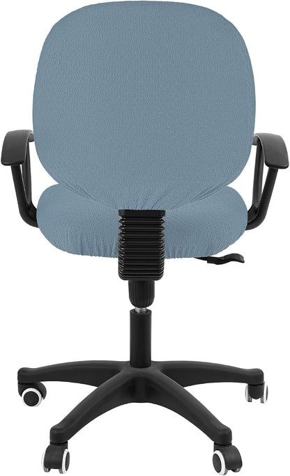 Smiry Stretch Jacquard Office Computer Chair Covers, Removable Washable Universal Desk Rotating Chair Slipcovers Protector, Seat + Backrest Cover, Airy Blue