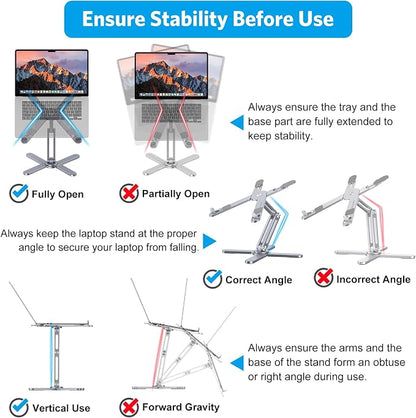 OMOTON 360° Rotating Laptop Stand Riser for Desk, Ergonomic Foldable Computer Stand Adjustable Height Angles for Collaborative Work, Easy Storage Fit Macbooks,All Laptops up to 16 inches, Space Grey