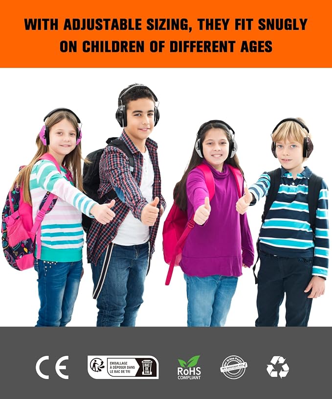 ZOHAN 032 Kids Noise Canceling Headphones - 25dB NRR Kids Ear Protection Earmuffs for School, Monster Jam, Fireworks, Travel, Air Show, Concert, Autism - Grey