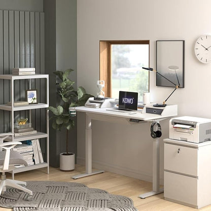 kowo 2 Drawer Wood File Cabinet with Lock, Printer Stand, Vertical Filing Cabinet fits A4, Letter, and Legal Size Documents for Home Office, White