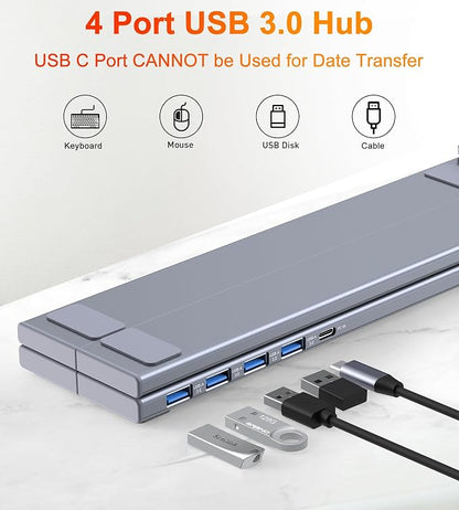 Mukiya 5-in-1 USB C Hub Adjustable Aluminum Laptop Stand, 4-Port USB A 3.0 with 5Gbps Data Transfer USB C Hub Docking Station [Charging Not Supported] for MacBookPro/Air/Dell/HP/Lenovo