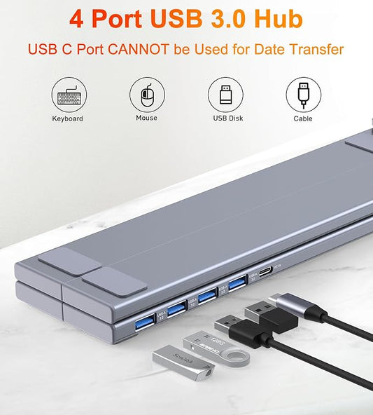 Mukiya 5-in-1 USB C Hub Adjustable Aluminum Laptop Stand, 4-Port USB A 3.0 with 5Gbps Data Transfer USB C Hub Docking Station [Charging Not Supported] for MacBookPro/Air/Dell/HP/Lenovo