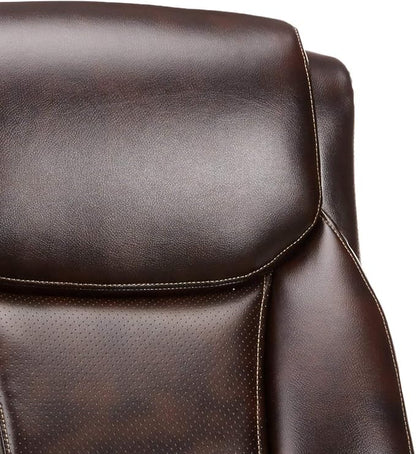 Amazon Basics Big & Tall Executive Office Chair with Lumbar Support, Adjustable Height, 350-Pound Capacity, 28.5"D x 30.25"W x 47.9"H, Black Pewter Finish