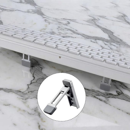2PCS Keyboard Riser Portable Stand for Desk, Mini Foldable Laptop Feet Laptop Stand with Anti-Slip Pads Three Tilt Keyboard Angle Riser for Most Keyboards Office Accessories (Silver)