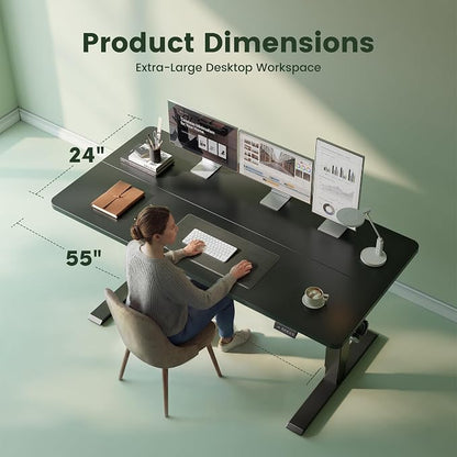 CubiCubi 55 x 24 Standing Desk, Height Adjustable Electric Computer Desk, Sit Stand up Home Office Workstations, Black