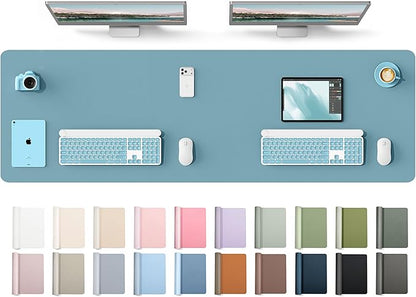YSAGi Leather Desk Protector, Office Mat, Large Mouse Mat, Non-Slip PU Leather Blotter, Laptop Desk Mat, Waterproof Writing Pad for Office and Home(Aquamarine, 63" x 17.2")