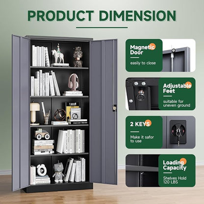 Letaya Metal Garage Storage Cabinets with Lock Door and Adjustable Shelves, Steel Tool Cabinets for Home,Office,Warehouse Organisieren (Black Gray)