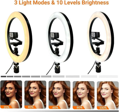 Webcam Light, Ring Light for Logitech Webcam C920,C922x,C930e,Brio 4K,C925e,MX Brio 4K,StreamCam,Brio 500,C615 1/4'' Screw Hole- 10'' Light (Without Tripod and Stand)
