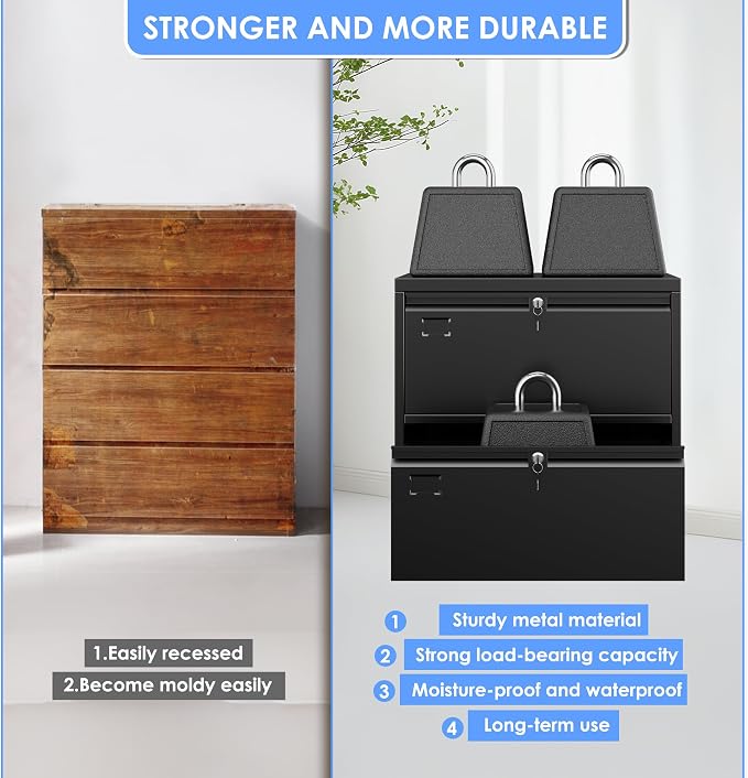 Aobabo 2 Drawer Lateral File Cabinet with 2 Independent Locks, Metal Filing Storage for Home Office, 15.75" D x 28.82" W x 30.24" H,Black,Assembly Required