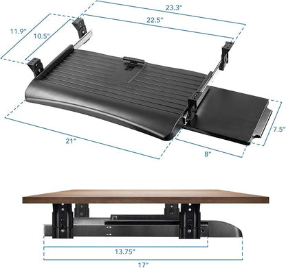 Mount-It! Keyboard Tray Under Desk with Adjustable Mouse Platform – Easy-Glide Sliding Drawer Under Desk Slide Out – Ergonomic Under Key Board Shelf for Office, Gaming, and Workstations