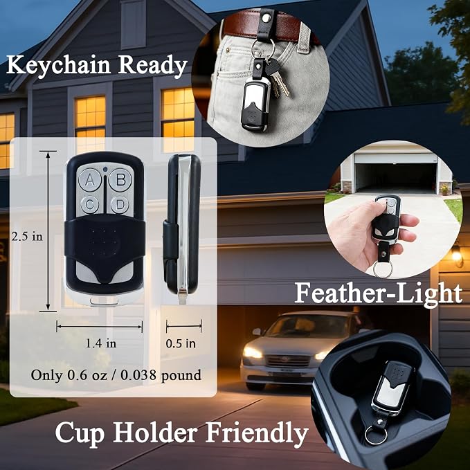 2 for LiftMaster Chamberlain Craftsman Garage Door Opener Keychain Remote | Replace 893LM 893Max 891LM 973LM 373LM | For Yellow Green Red Orange Purple | Easy to Set | Control 4 Door | With Slide