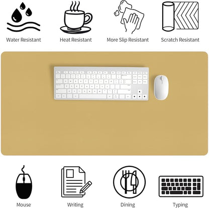 Bloss Light Yellow Desk Mat 31.5"x15.7", Desk Matt for Desktop, Waterproof Leather Large Mouse Pad, Computer Mat for Office/Home/Decor